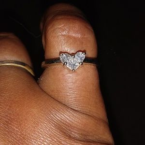 1/2 carat diamond heart 18k solid white gold ring